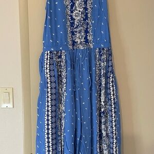 LOFT Blue and White Floral Dress